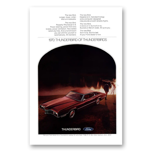 1970 Ford Thunderbird New Bird Vintage Magazine Print Ad