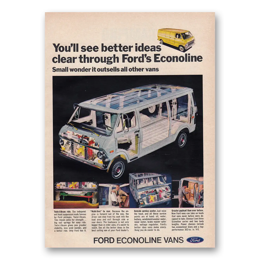 1970 Ford Econoline Van Better Ideas Clear Vintage Magazine Print Ad