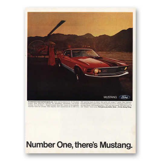 1970 Ford Mustang Number One Theres Mustang Vintage Magazine Print Ad