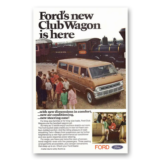 1970 Ford Club Wagon New Dimensions Vintage Magazine Print Ad