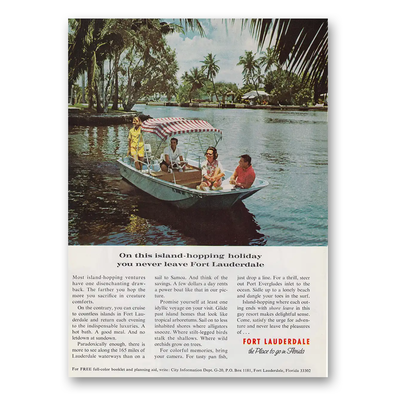 1970 Fort Lauderdale Florida On This Island Hopping Holiday Vintage Magazine Print Ad