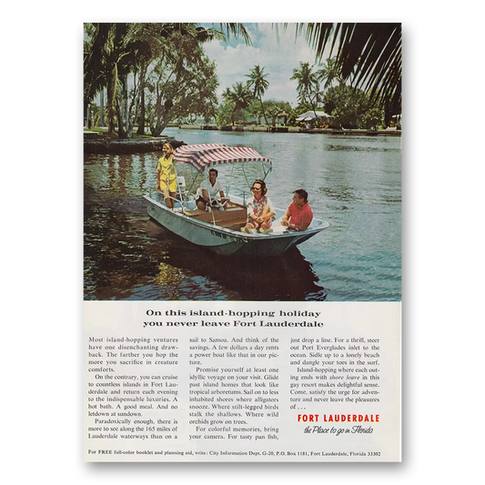 1970 Fort Lauderdale Florida On This Island Hopping Holiday Vintage Magazine Print Ad