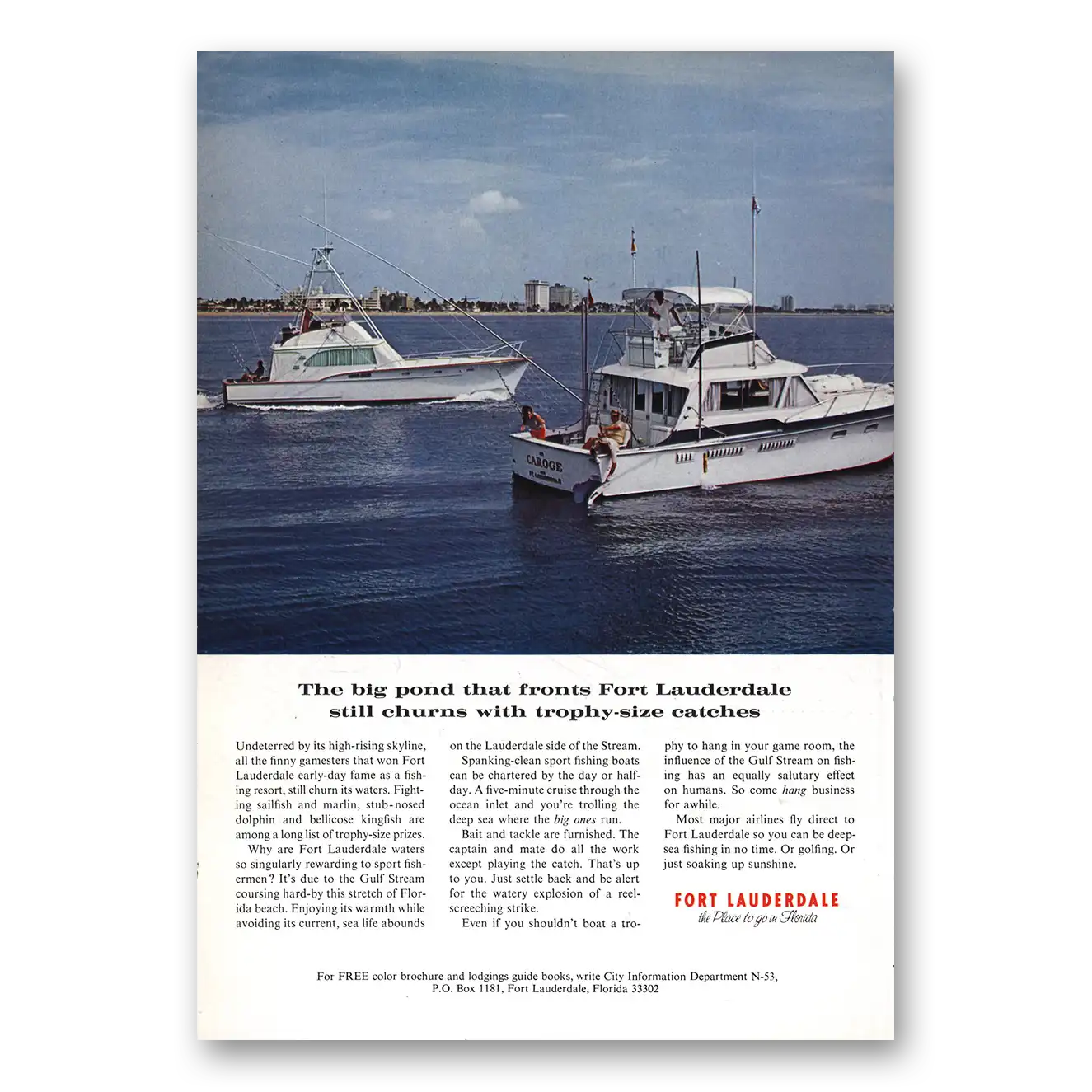 1970 Fort Lauderdale Florida Big Pond That Fronts Vintage Magazine Print Ad