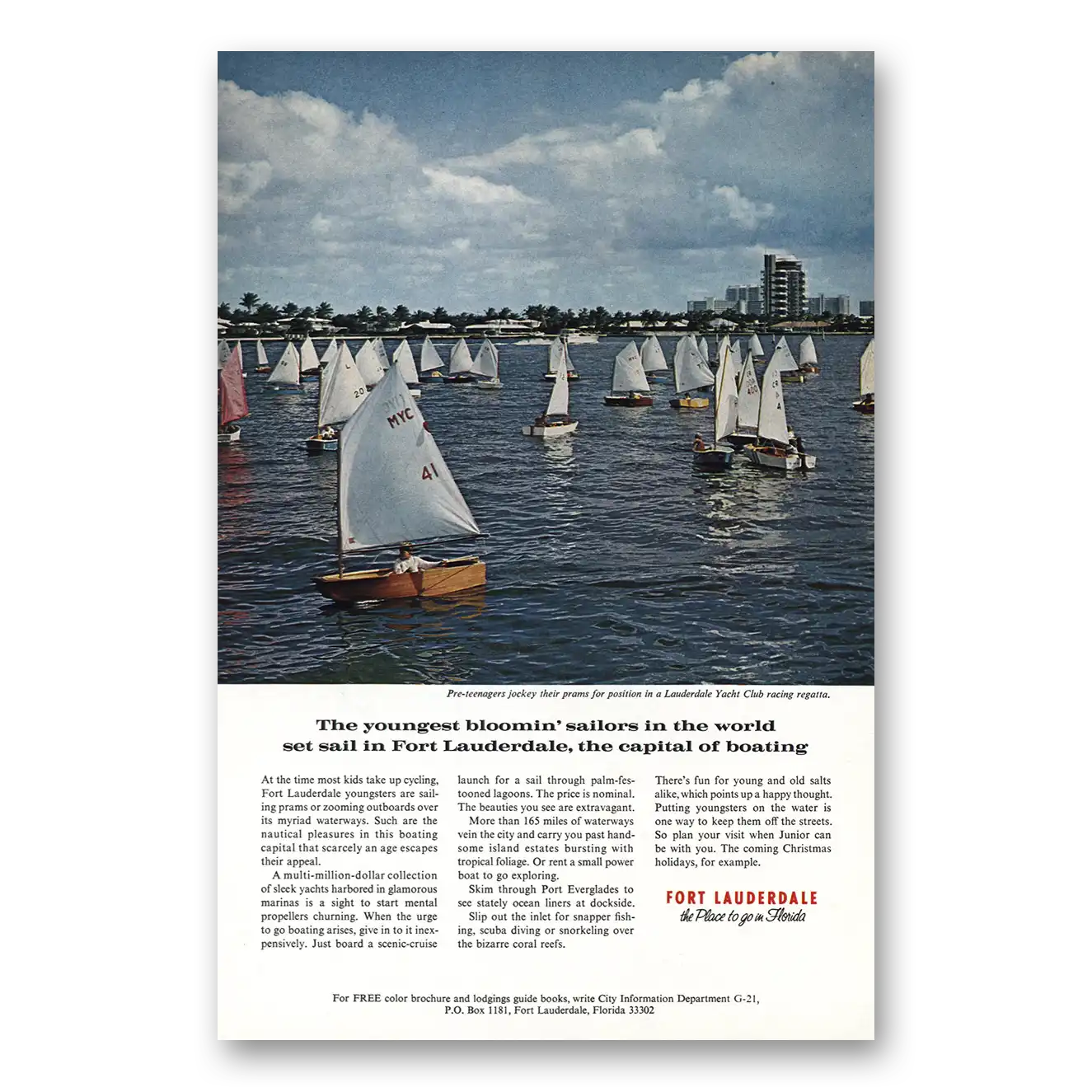 1970 Fort Lauderdale Florida Youngest Bloomin Sailors Vintage Magazine Print Ad