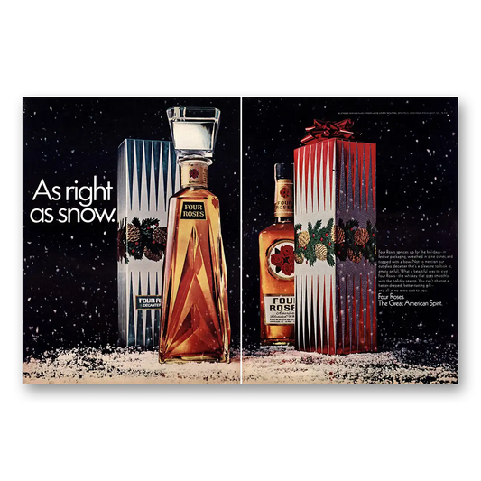 1970 Four Roses As Right As Snow Vintage Magazine Print Ad