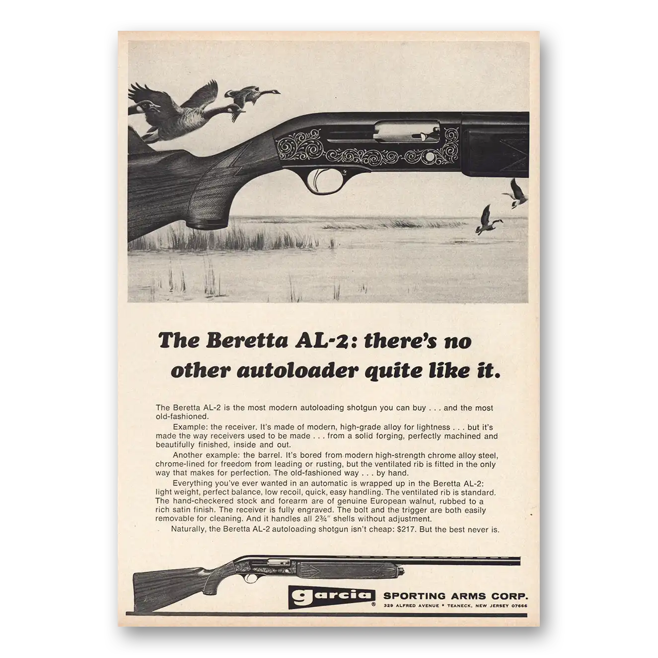 1970 Garcia Sporting Arms Beretta AL2 Autoloader Vintage Magazine Print Ad