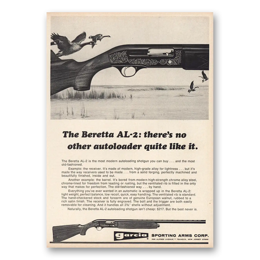 1970 Garcia Sporting Arms Beretta AL2 Autoloader Vintage Magazine Print Ad