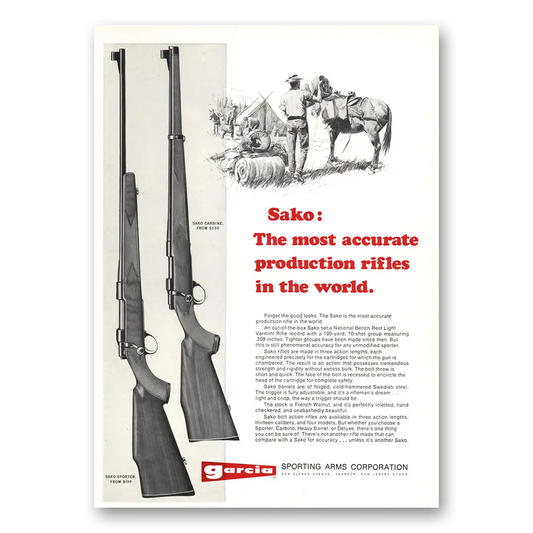 1970 Garcia Sporting Arms Sako Sporter Vintage Magazine Print Ad