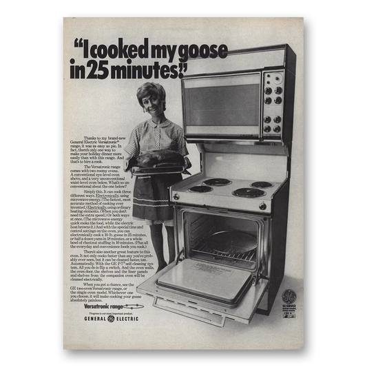 1970 General Electric Oven Versatronic Cooked My Goose Vintage Magazine Print Ad