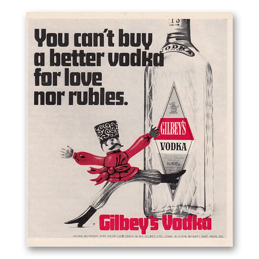 1970 Gilbeys Vodka Can't Buy a Better Vodka for Love Nor Rubles Vintage Magazine Print Ad