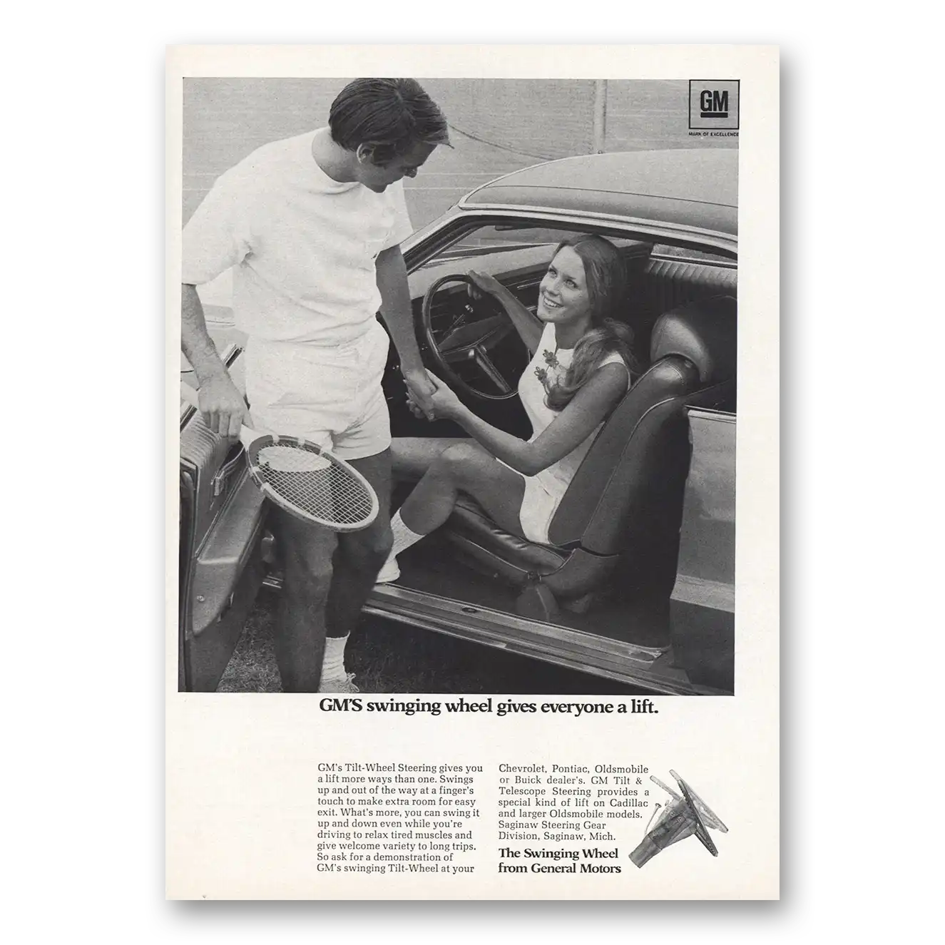 1970 Saginaw Steering Gear Swinging Wheel Gives Everyone a Lift Vintage Magazine Print Ad