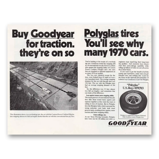 1970 Goodyear Tires Polyglas Tires 1970 Cars Vintage Magazine Print Ad