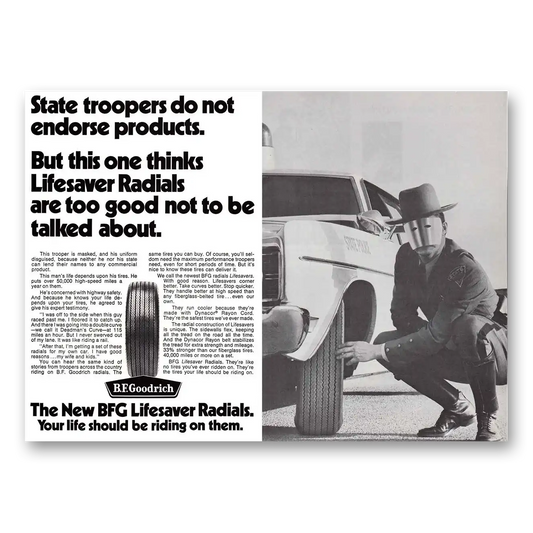 1970 Goodrich Tires Lifesaver Radial Vintage Magazine Print Ad