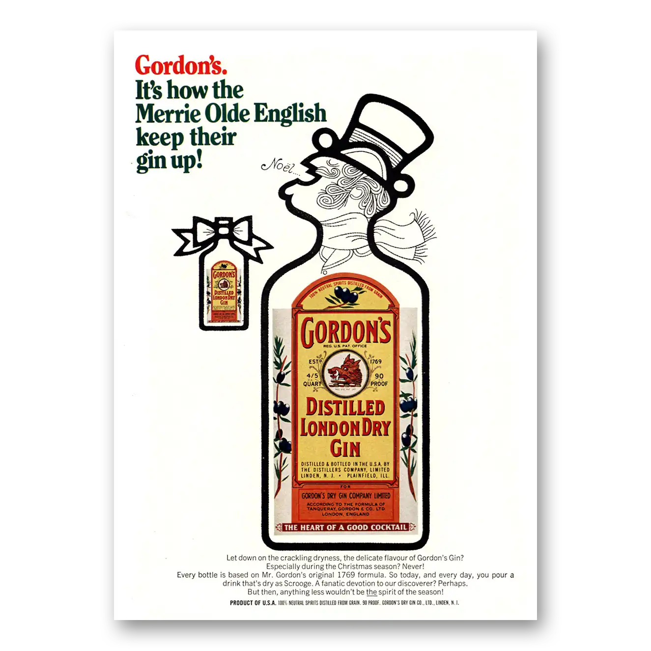 1970 Gordons Gin Merrie Olde English Keep Their Gin Up Vintage Magazine Print Ad