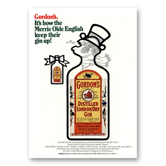 1970 Gordons Gin Merrie Olde English Keep Their Gin Up Vintage Magazine Print Ad