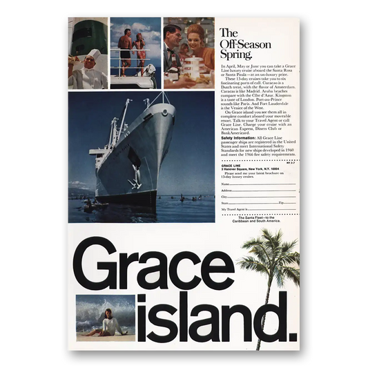 1970 Grace Line Off Season Spring Grace Island Vintage Magazine Print Ad