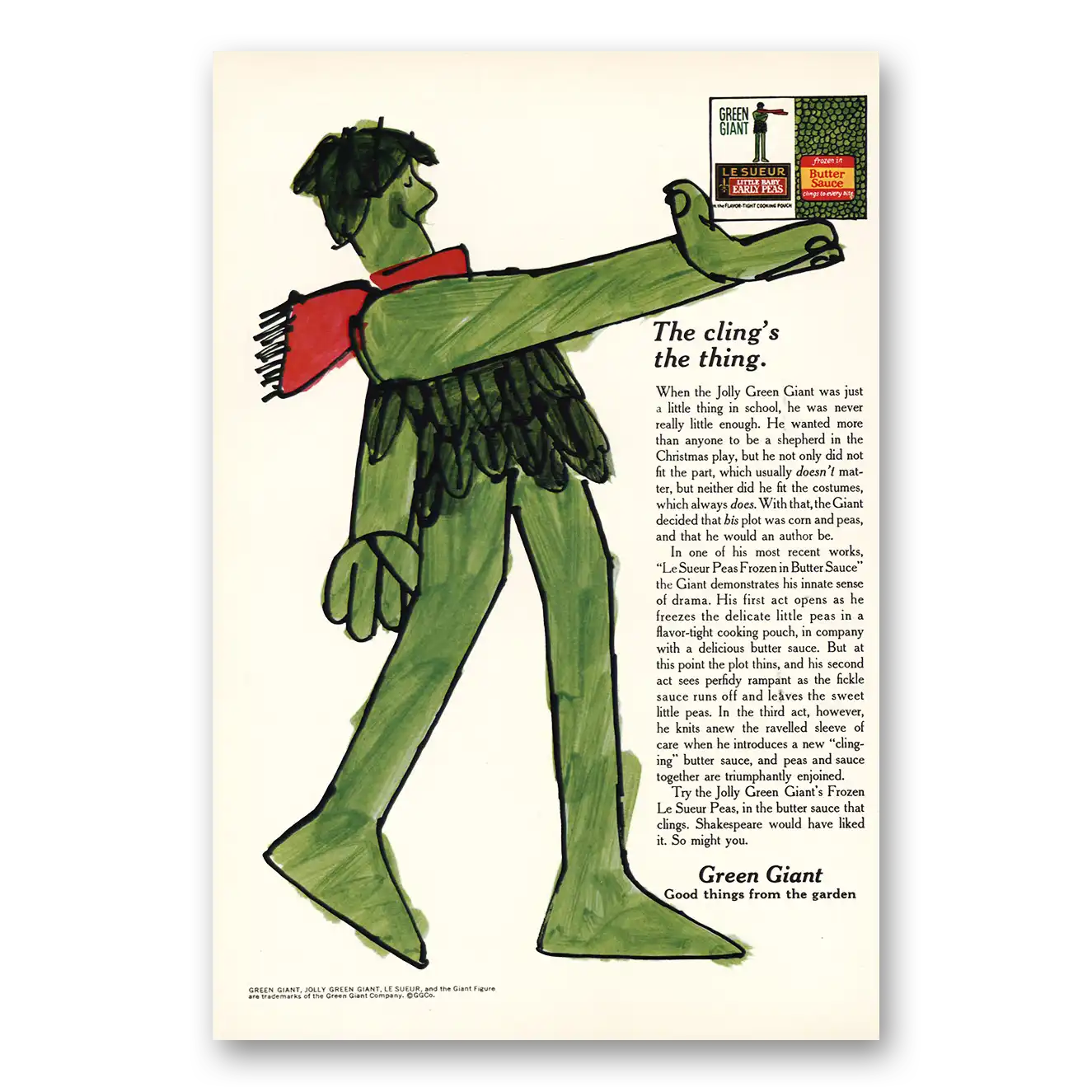 1970 Green Giant Clings the Thing Vintage Magazine Print Ad