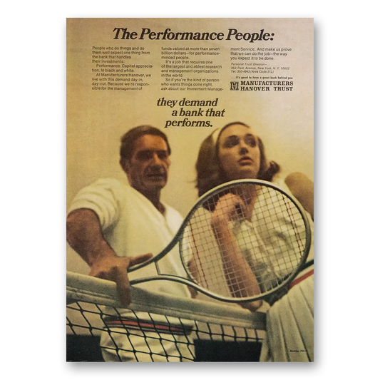 1970 Manufacturers Hanover Trust Performance People Vintage Magazine Print Ad