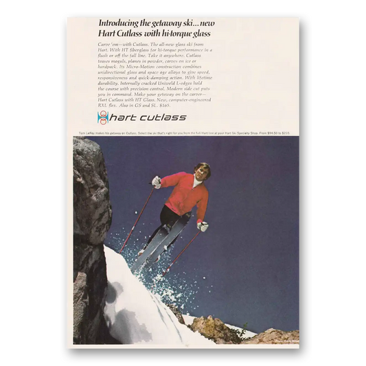 1970 Hart Cutlass Skis Getaway Ski Vintage Magazine Print Ad