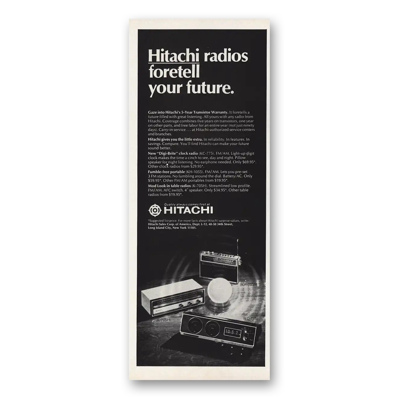 1970 Hitachi Radios Foretell Your Future Vintage Magazine Print Ad