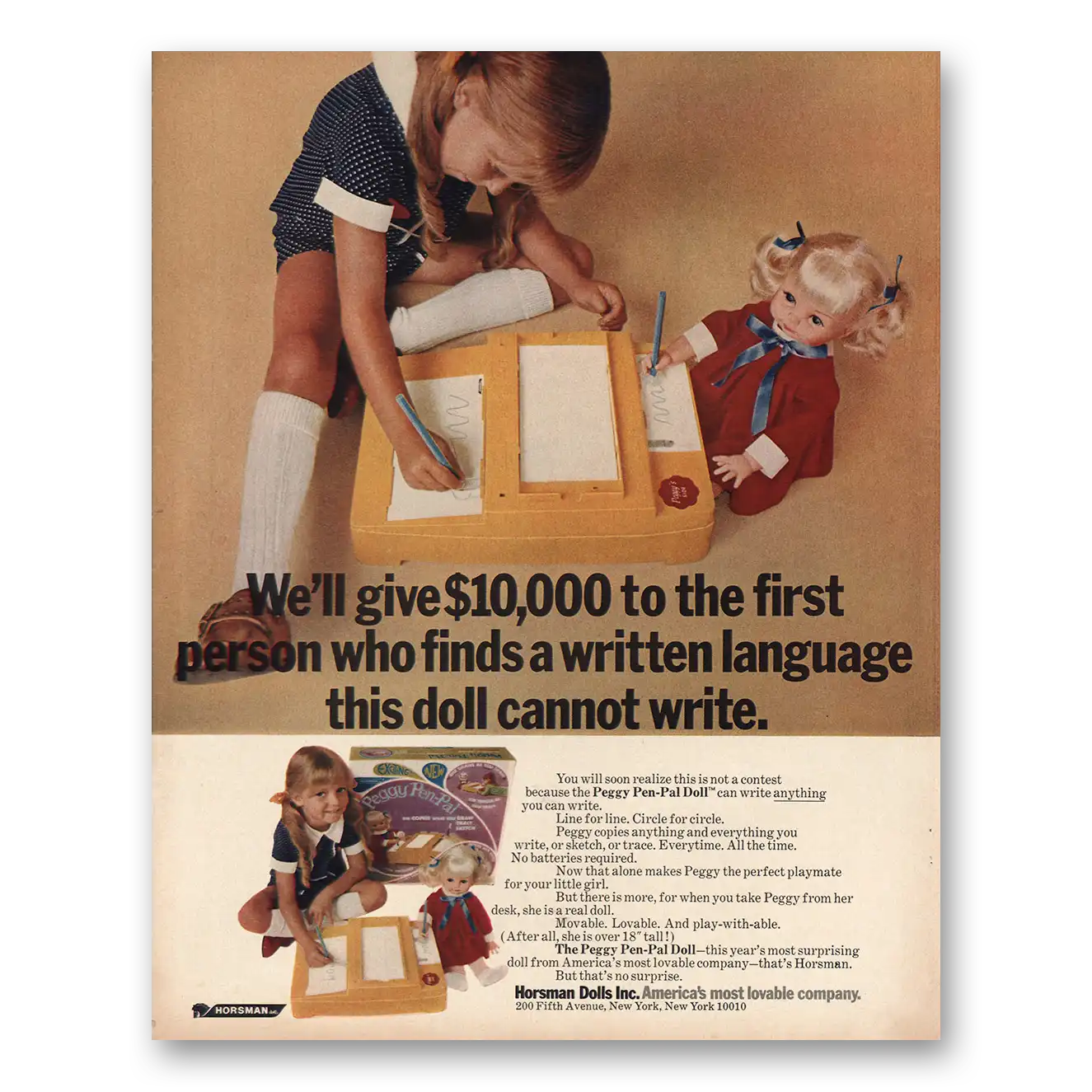 1970 Horsman Dolls Written Language This Doll Cannot Write Vintage Magazine Print Ad