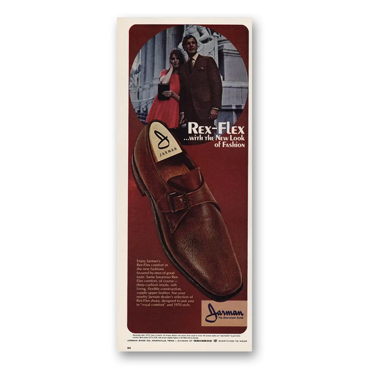 1970 Jarman Shoes Rex Flex New Look of Fashion Vintage Magazine Print Ad