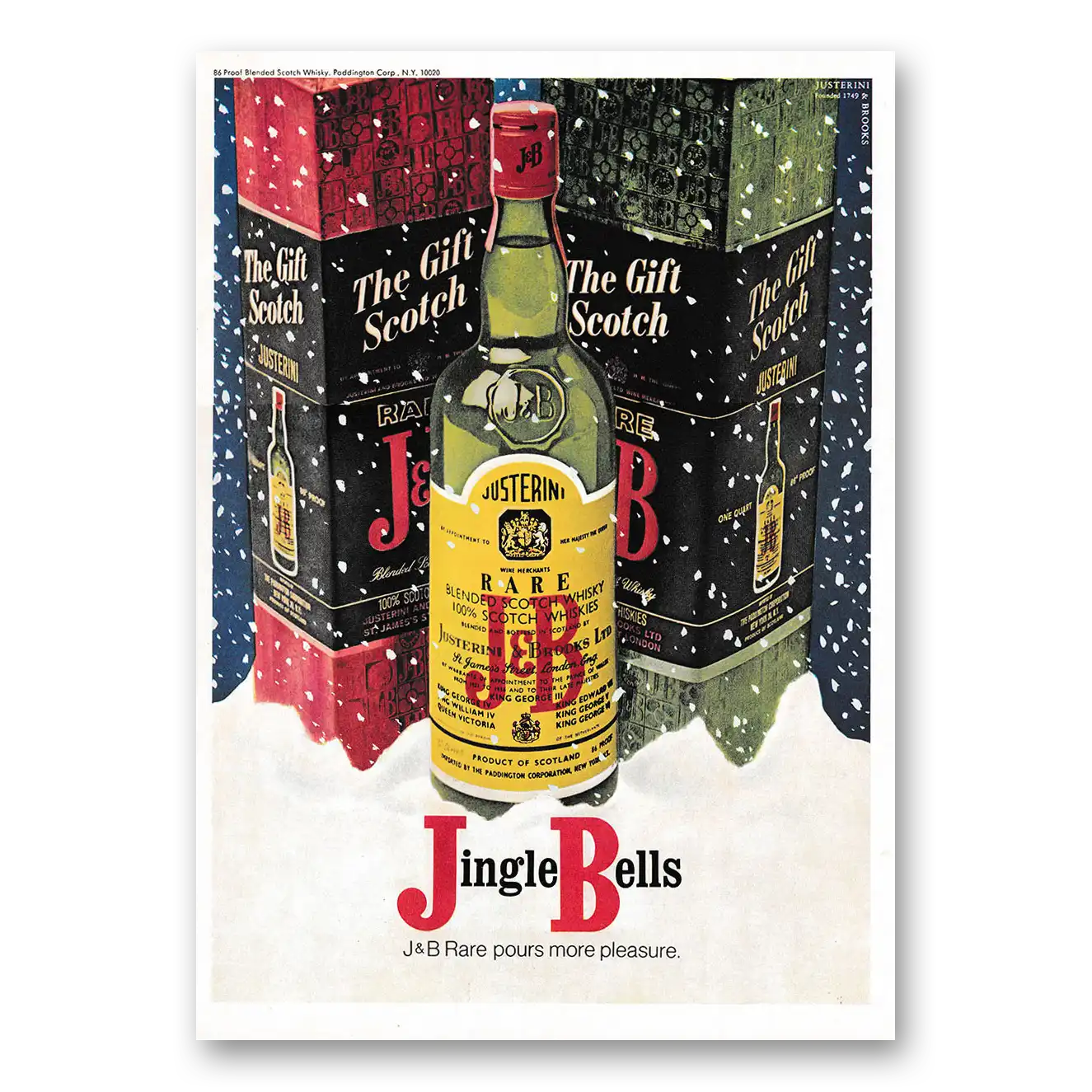 1970 J&B Scotch Whisky Jingle Bells Vintage Magazine Print Ad