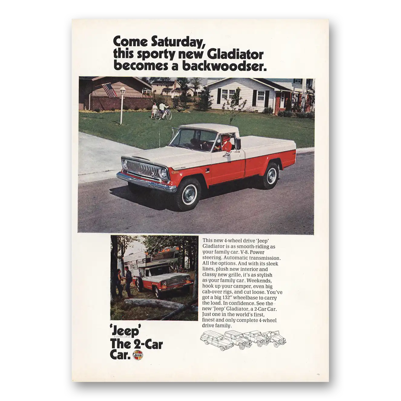 1970 Jeep Gladiator Come Saturday Backwoodser Vintage Magazine Print Ad