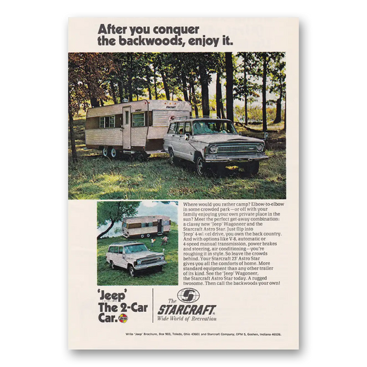 1970 Jeep Wagoneer Conquer the Backwoods Vintage Magazine Print Ad