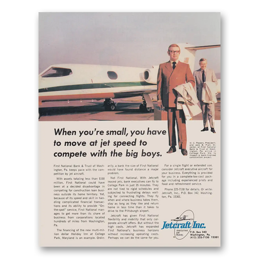 1970 Jetcraft Leased Jets When You're Small You Have to Move at Jet Speed Vintage Magazine Print Ad