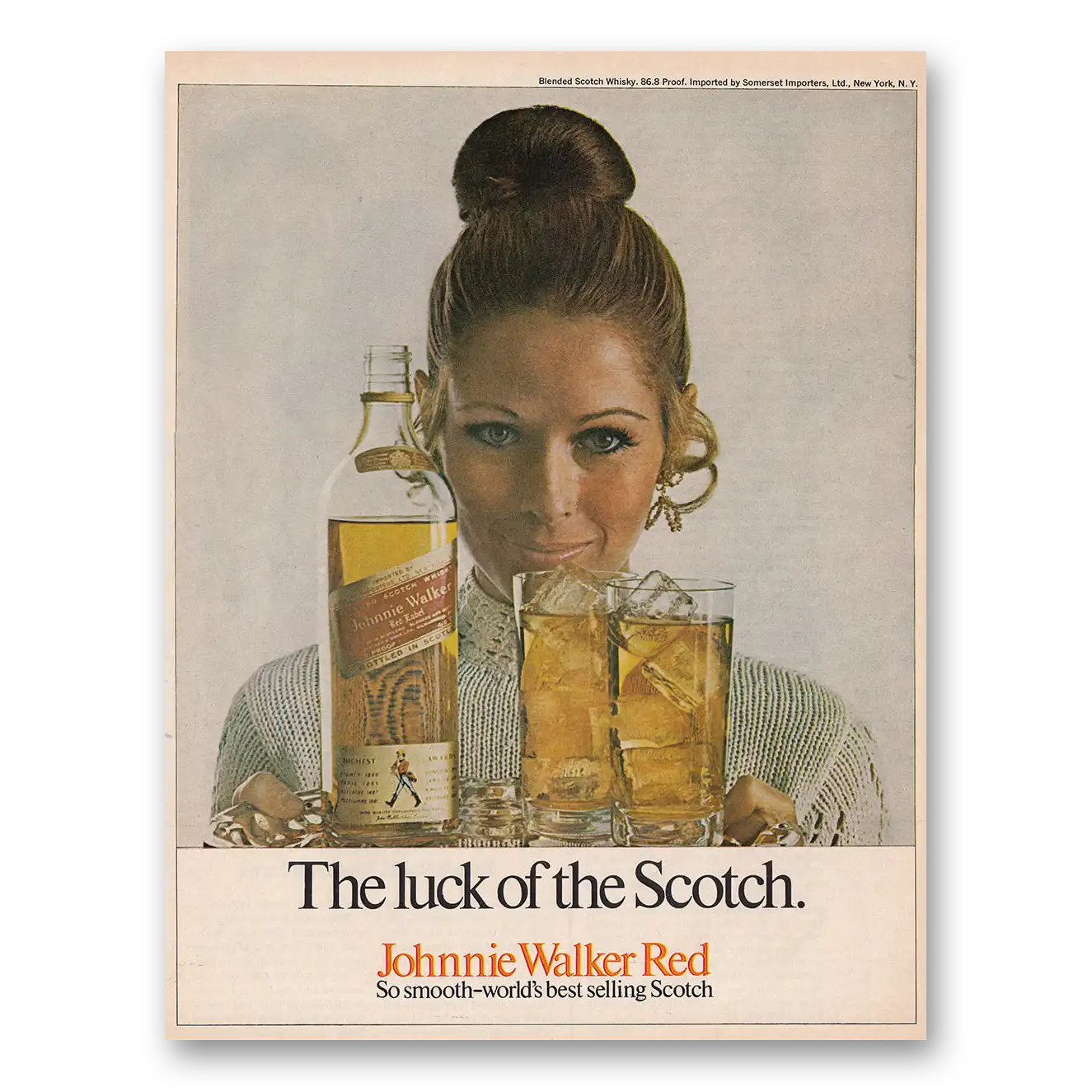 1970 Johnnie Walker Red Label Luck of the Scotch Vintage Magazine Print Ad