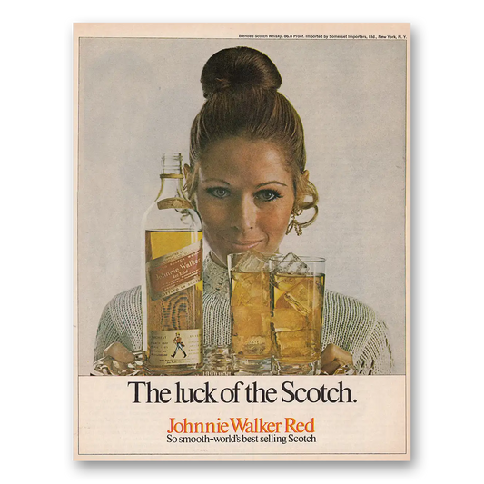 1970 Johnnie Walker Red Label Luck of the Scotch Vintage Magazine Print Ad