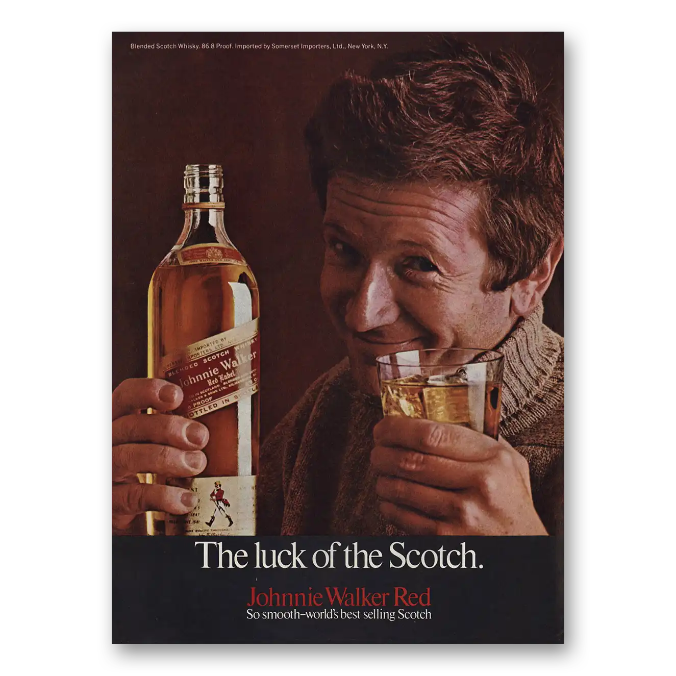 1970 Johnnie Walker Red Label Luck of the Scotch So Smooth Vintage Magazine Print Ad