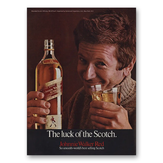 1970 Johnnie Walker Red Label Luck of the Scotch So Smooth Vintage Magazine Print Ad