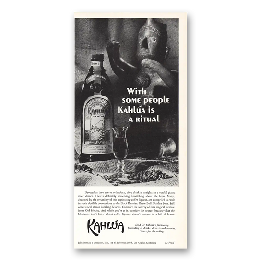 1970 Kahlua Ritual Vintage Magazine Print Ad