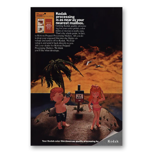 1971 Kodak Film Film Processing Beach Mailbox Vintage Magazine Print Ad