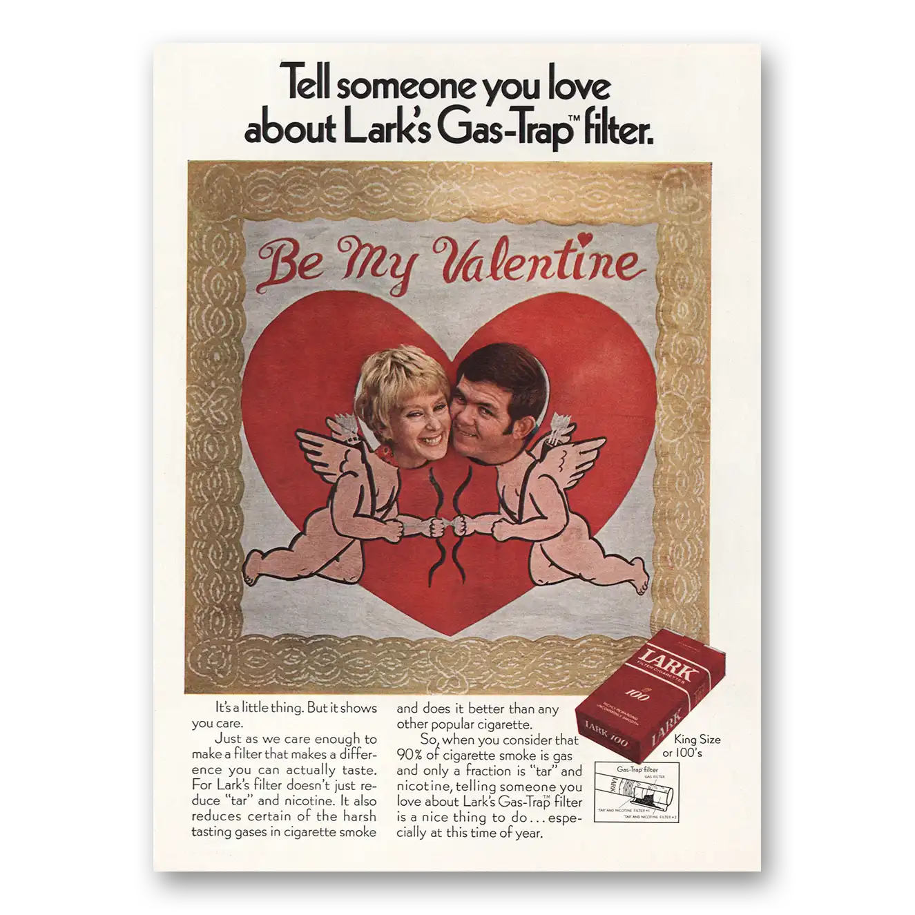 1970 Lark Cigarettes Be My Valentine Vintage Magazine Print Ad