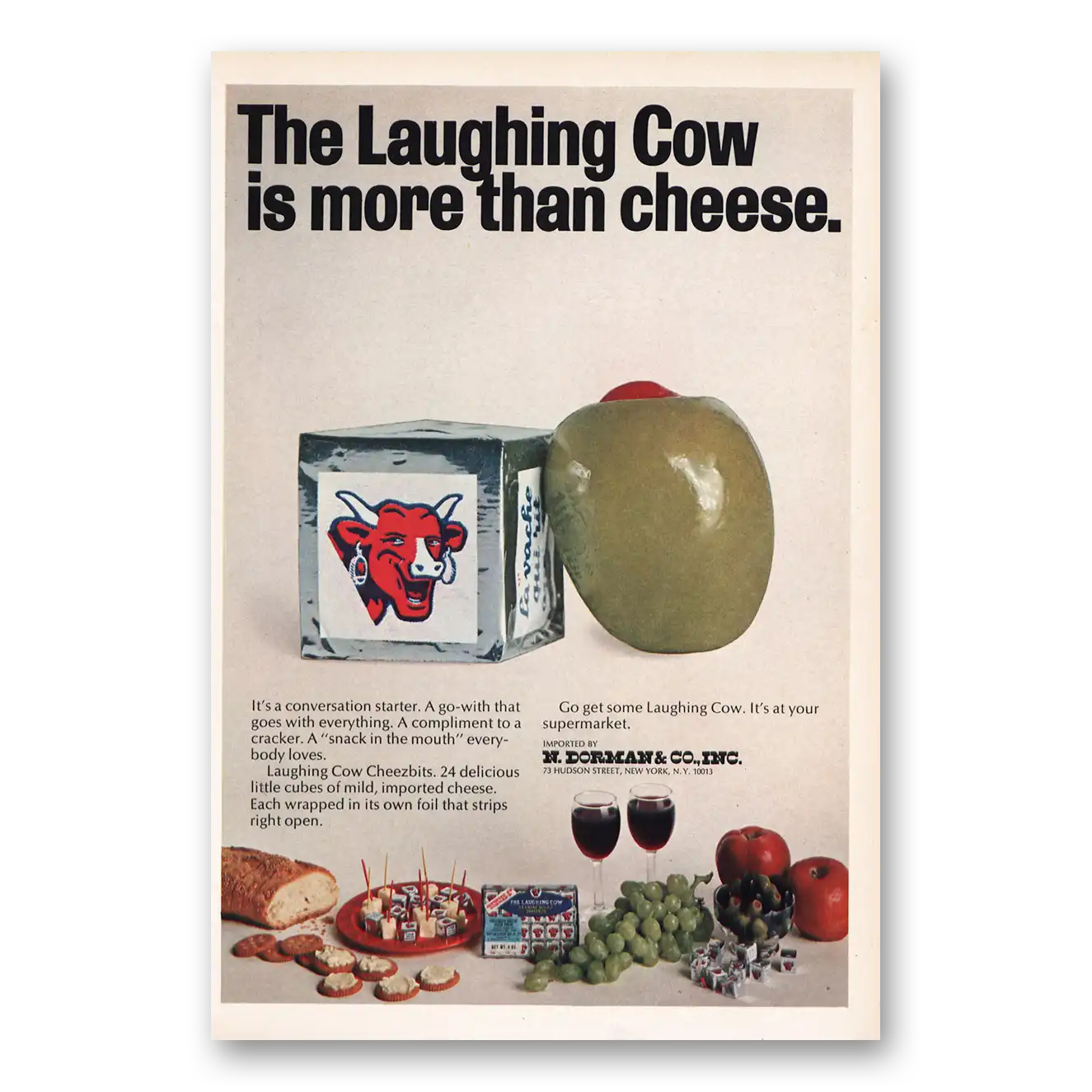 1970 Laughing Cow Cheese More Than Cheese Conversation Starter Vintage Magazine Print Ad