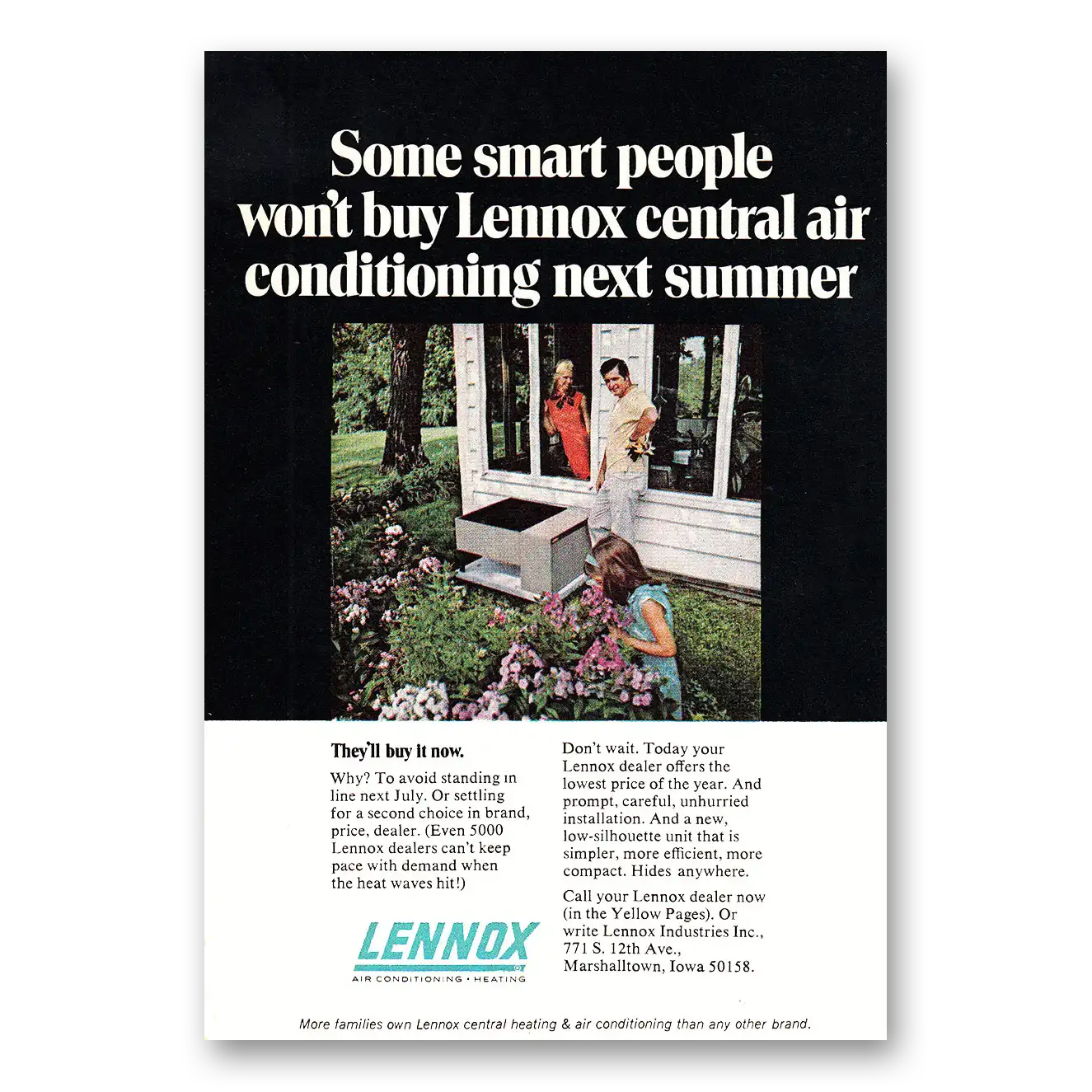 1970 Lennox Central Air Conditioning Some Smart People Vintage Magazine Print Ad