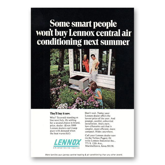 1970 Lennox Central Air Conditioning Some Smart People Vintage Magazine Print Ad