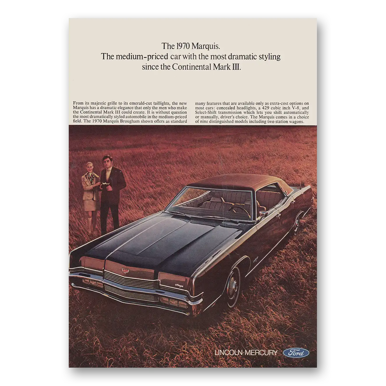 1969 Mercury Marquis Medium Price Car with the Most Dramatic Styling Vintage Magazine Print Ad