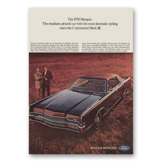 1969 Mercury Marquis Medium Price Car with the Most Dramatic Styling Vintage Magazine Print Ad