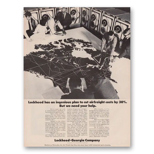 1970 Lockheed Ingenious Plan to Cut Airfreight Vintage Magazine Print Ad