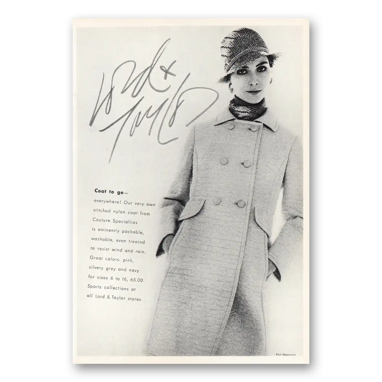 1970 Lord & Taylor Coat to Go Vintage Magazine Print Ad