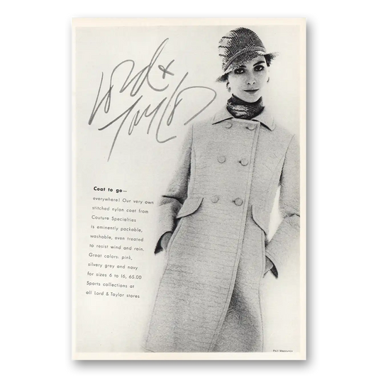 1970 Lord & Taylor Coat to Go Vintage Magazine Print Ad