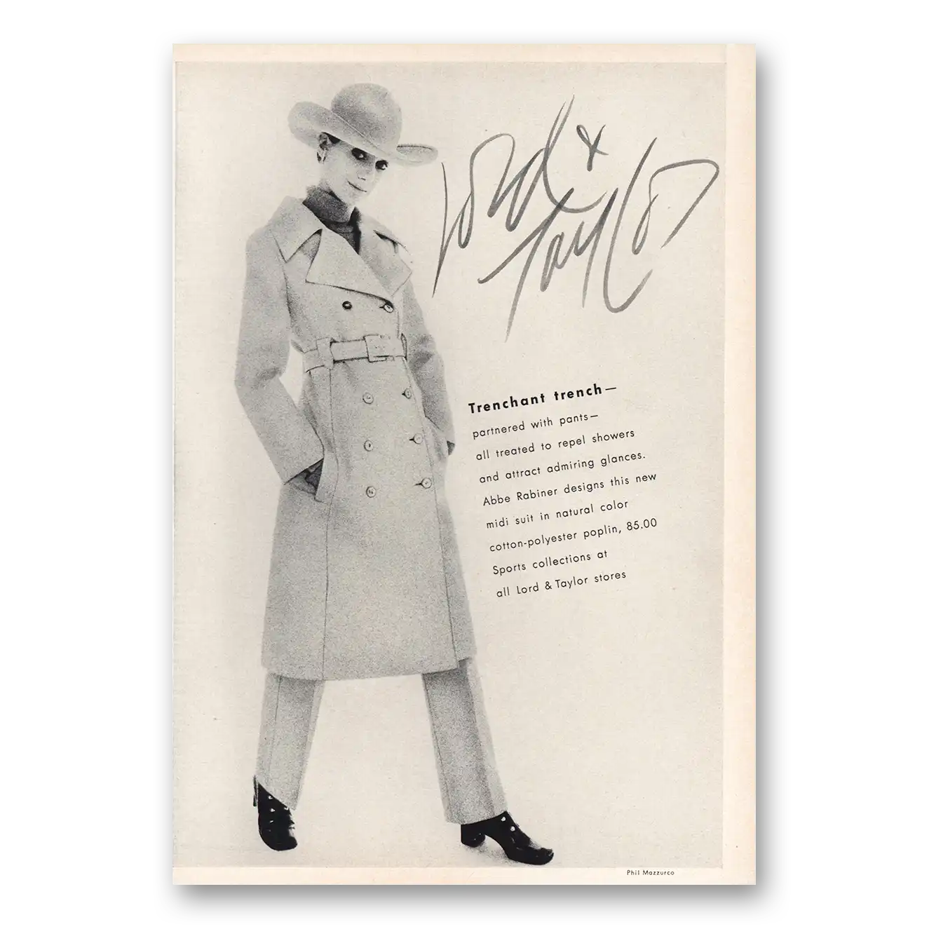 1970 Lord & Taylor Trenchcoat Trench Vintage Magazine Print Ad