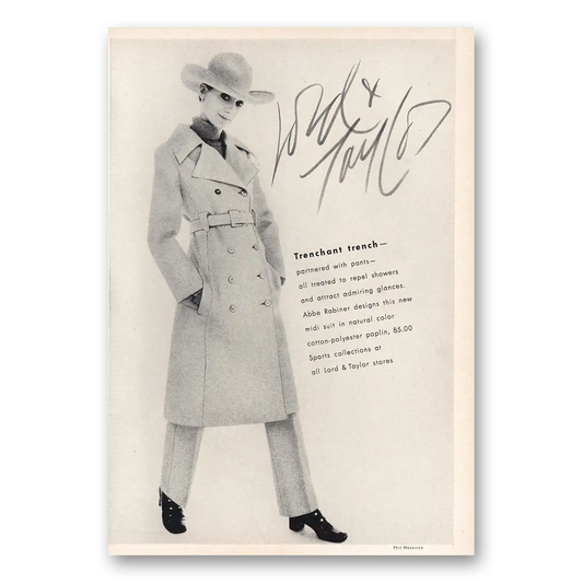 1970 Lord & Taylor Trenchcoat Trench Vintage Magazine Print Ad