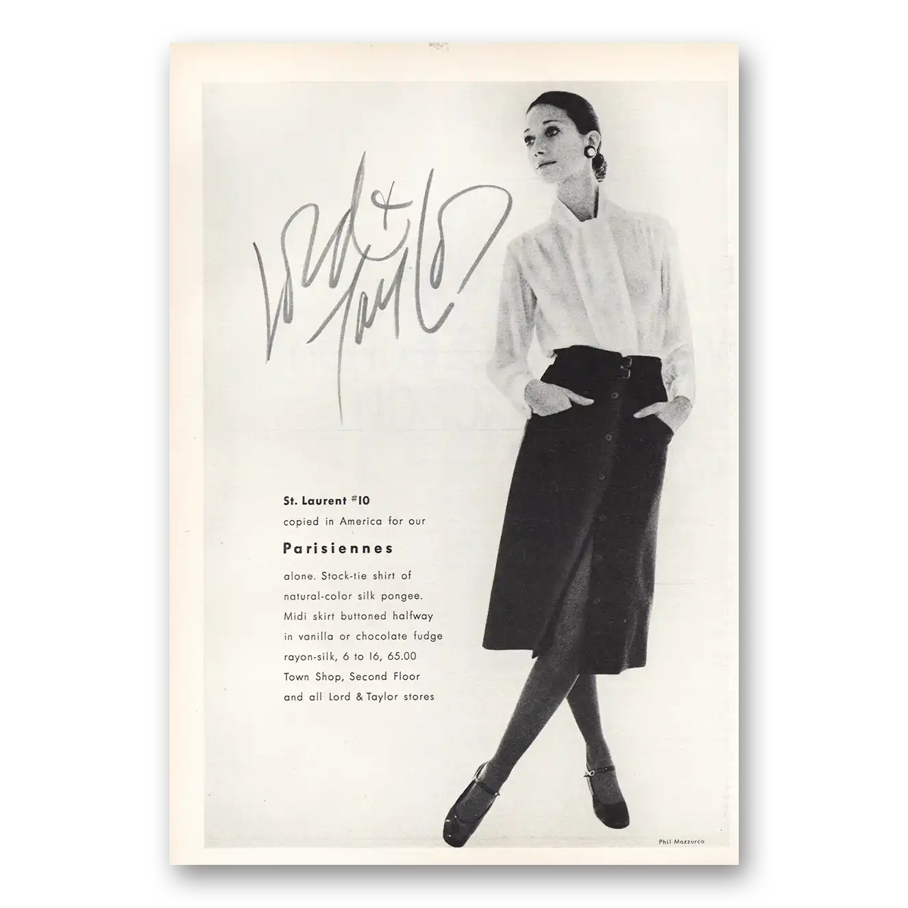 1970 Lord & Taylor St Laurent Vintage Magazine Print Ad