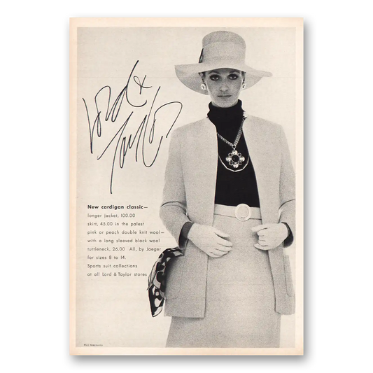 1970 Lord & Taylor Cardigan Classic Vintage Magazine Print Ad