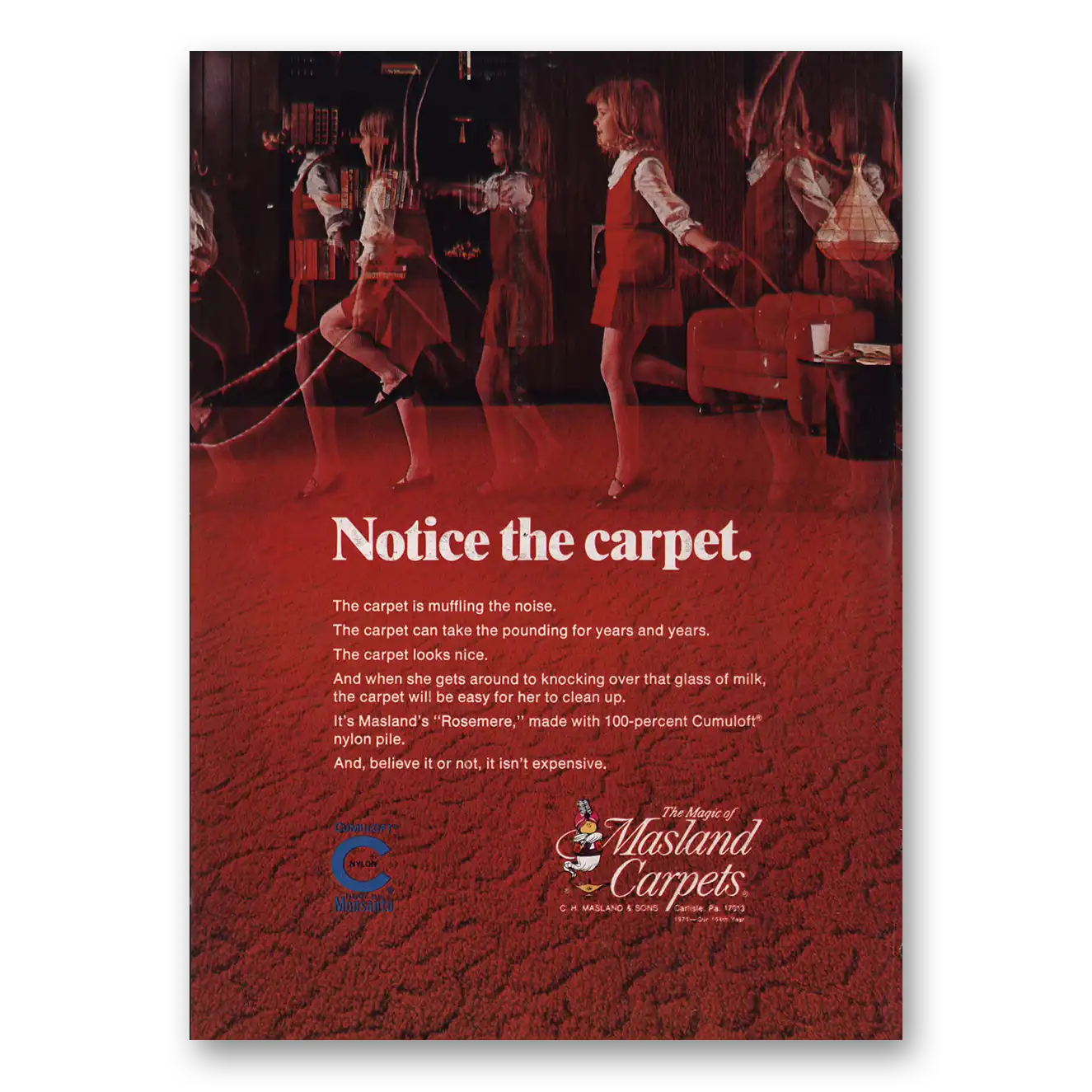 1970 Masland Carpet Notice the Carpet Vintage Magazine Print Ad